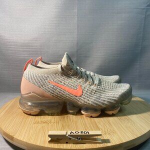 Nike Air VaporMax 3 Flyknit Shoes Womens 6 A0801 Grey Orange Peach Sneakers Shoe